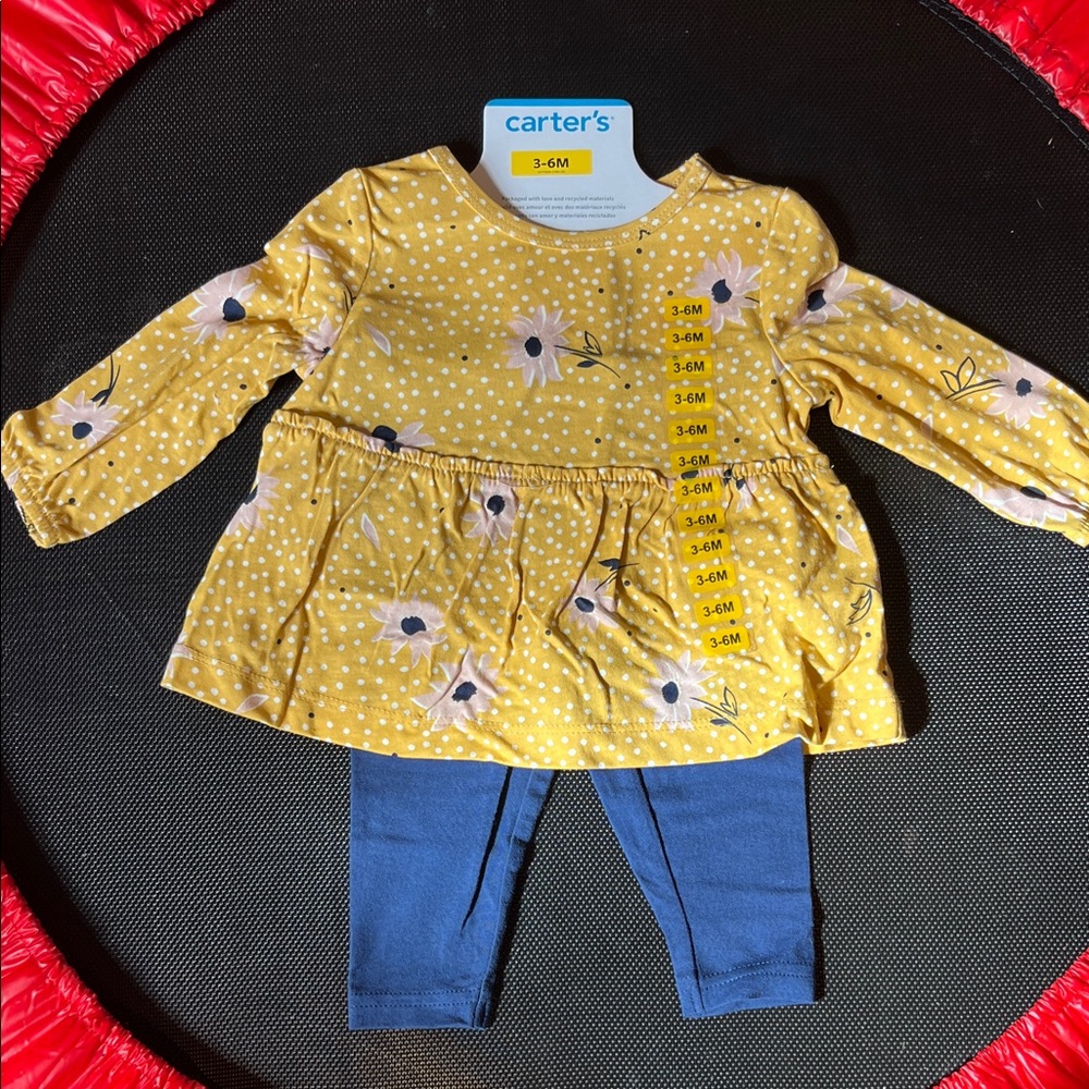 NWT Carter's Yellow Floral Baby Legging Outfit